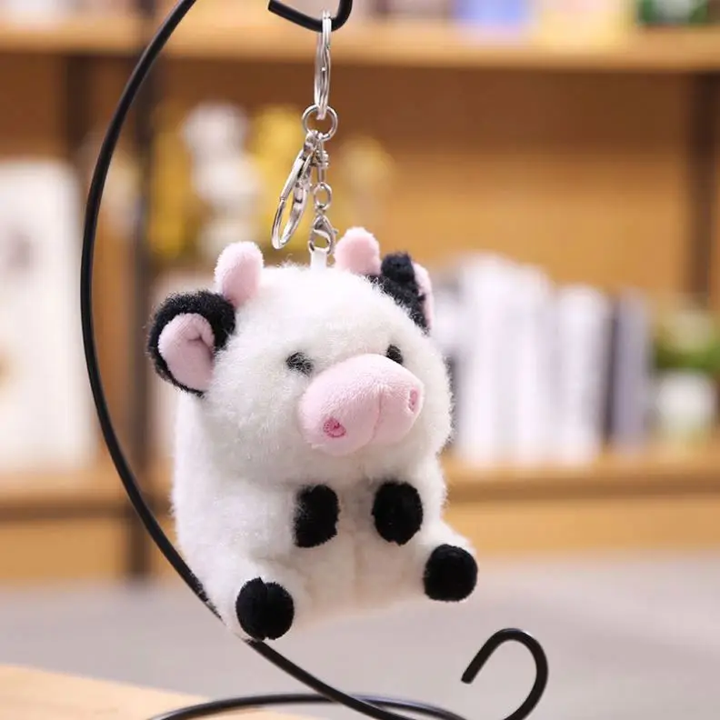 10CM牛ぬいぐるみぬいぐるみ牛乳キーホルダーソフトぬいぐるみピンク牛