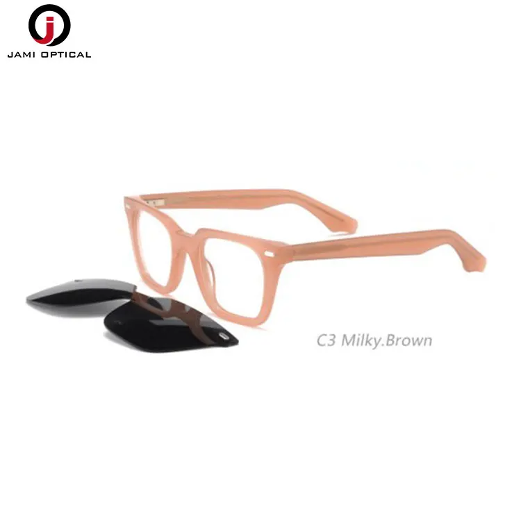 High Quality Square Magnet Sunglasses Acetate Frame Polarized Lens Men Clip on Glasses Sunglasses