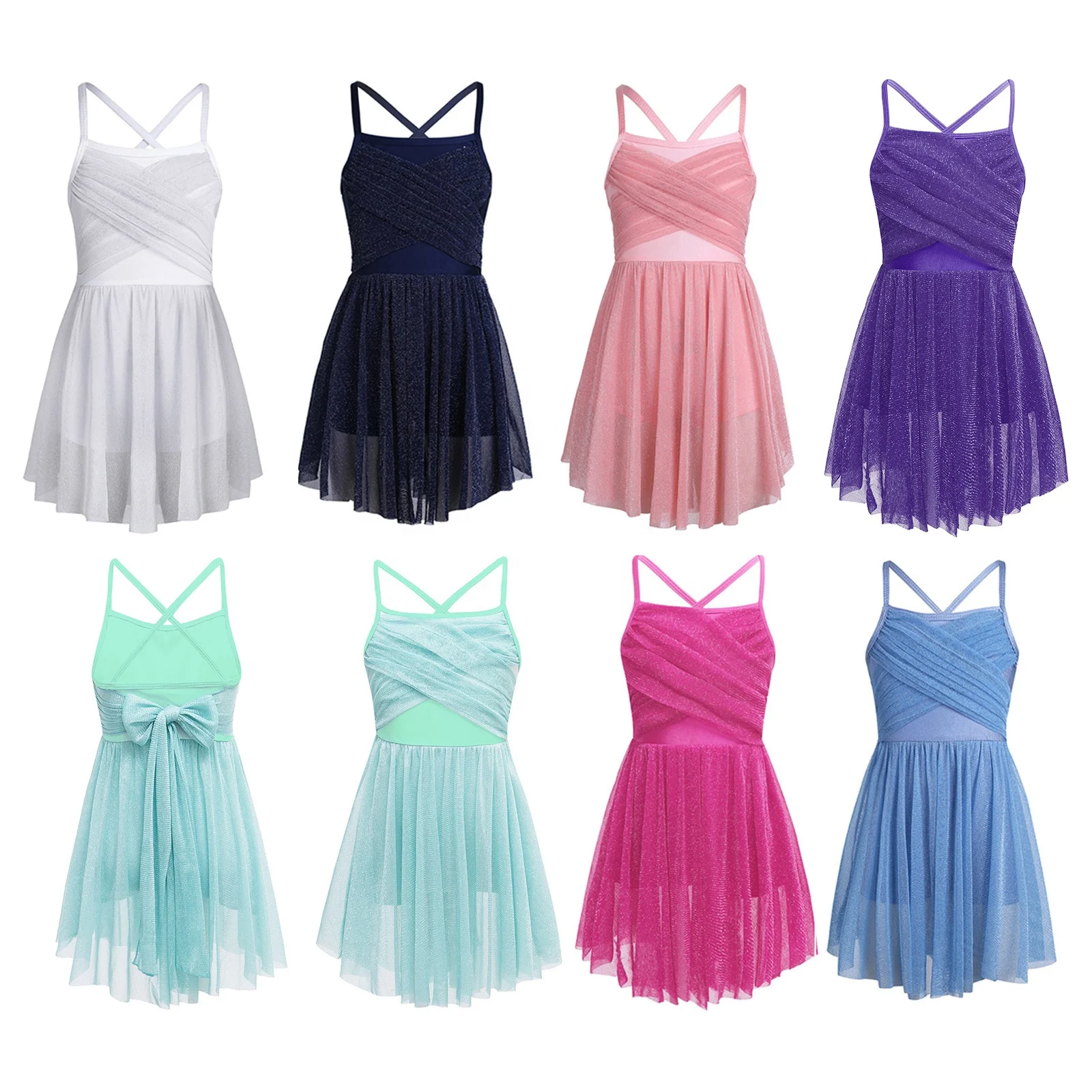 Girls Spaghetti Strap Lyrical Dance Dress Costumes Latin Leotard