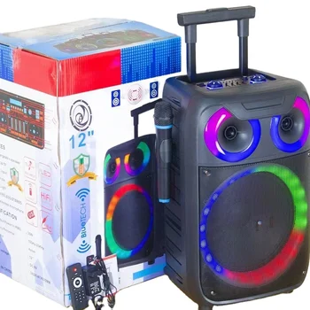 L1502 Top Seller BT party Speaker 15inch Big Rrolley DJ Speaker With wireless microphone