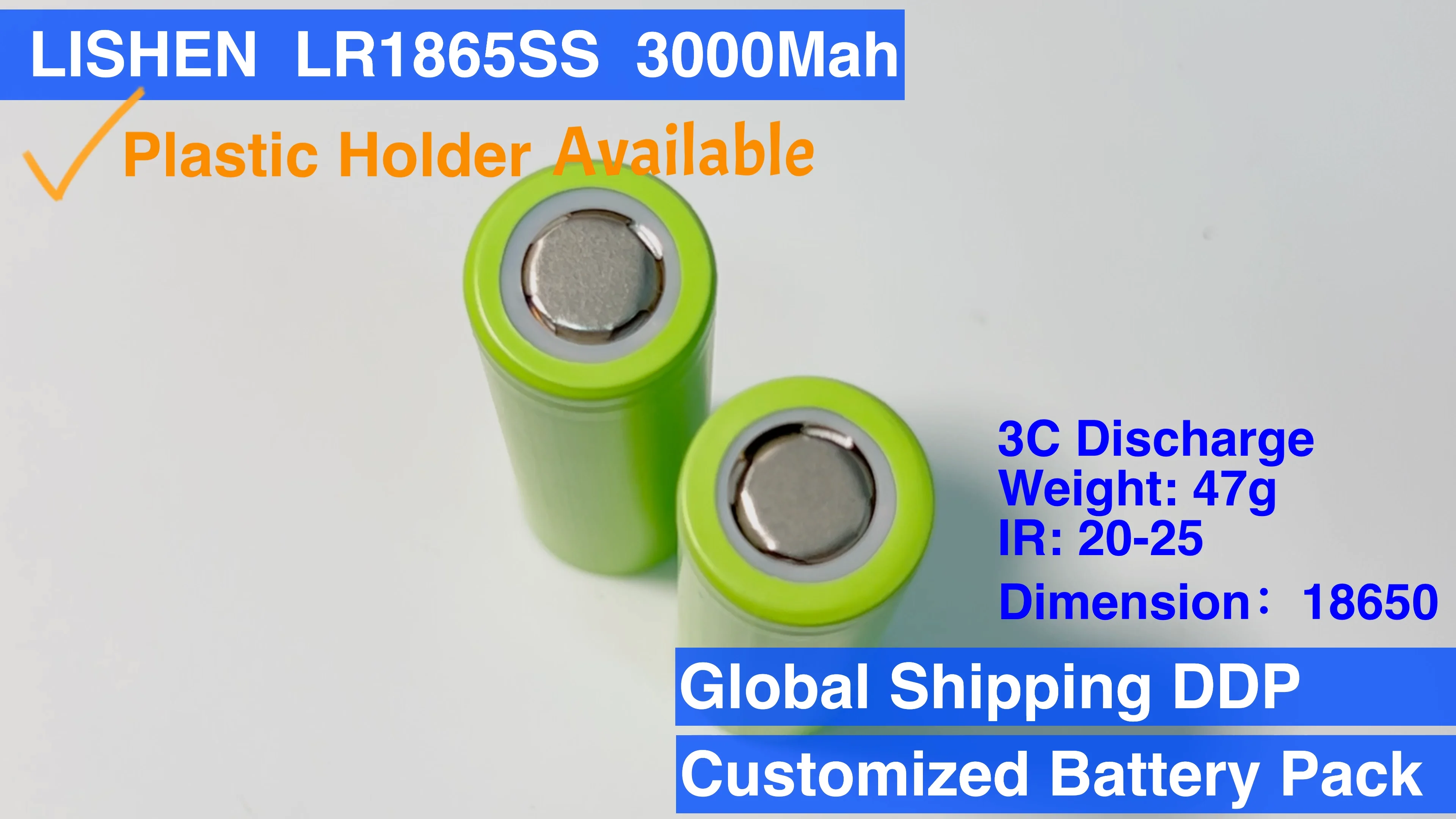 LISHEN 18650 LR1865SS 3.7v 3000Mah 3C Discharge Grade A+ NCM Battery