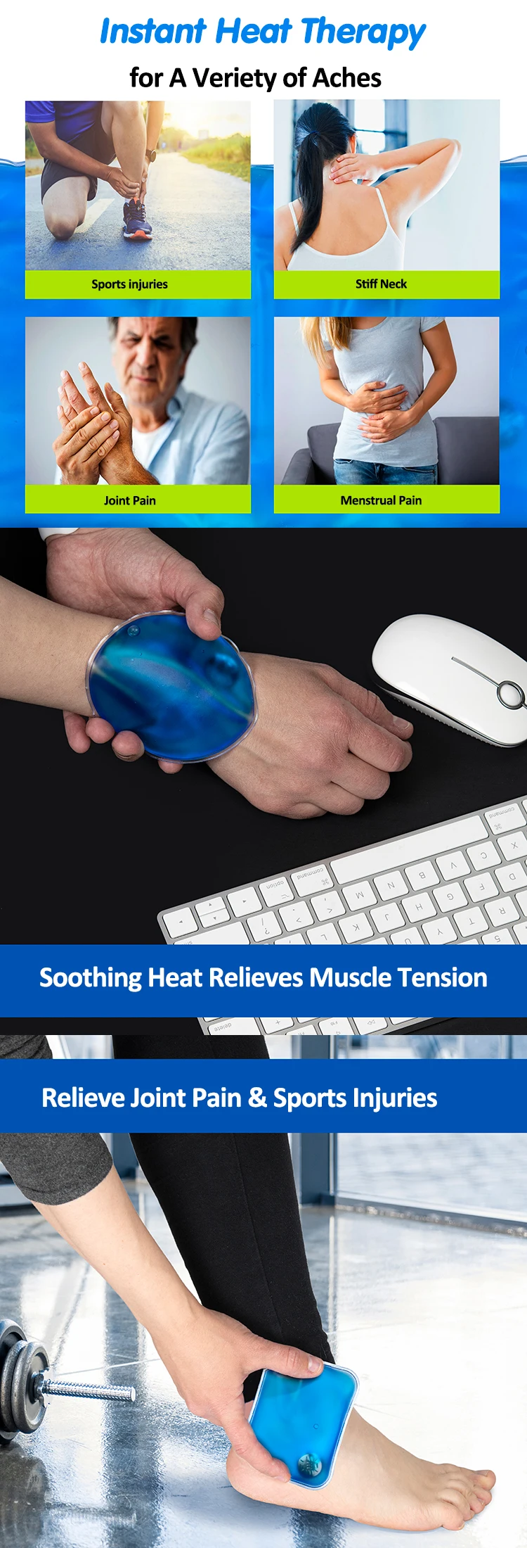 Click Activated Hand Warmer Heat Pack Reusable Instant Hot Pack Gel