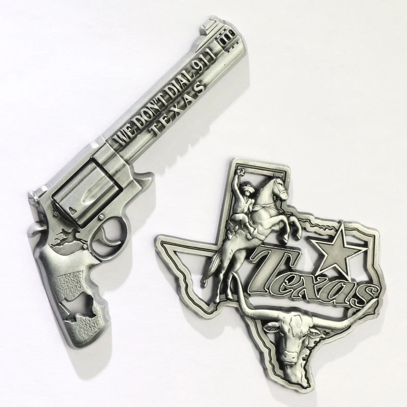 Wholesale Custom Zinc Alloy Pistol Revolver Keychain Texas Tourist