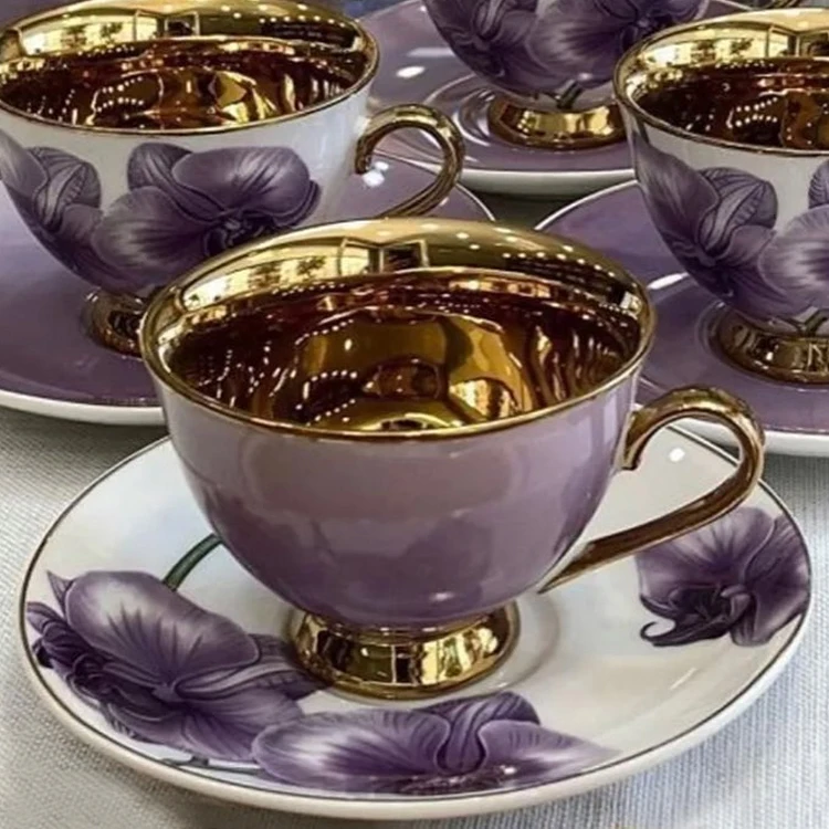 Modern Large Tea Cup And Saucer Sets Ceramic Porcelain Bone China