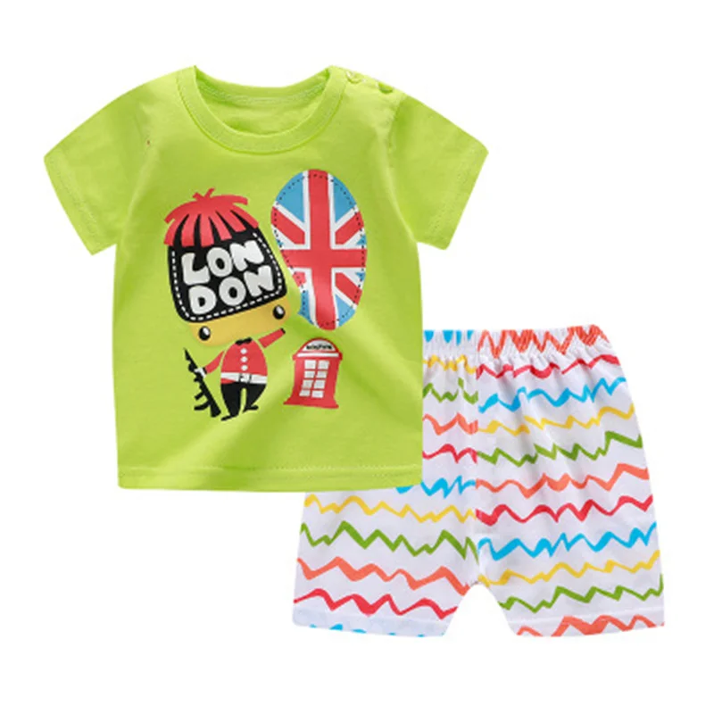 Kids Boy Summer Clothing Sets Children 2pcs Short Sleeve T Shirt+shorts Suit Infant Girl Cotton