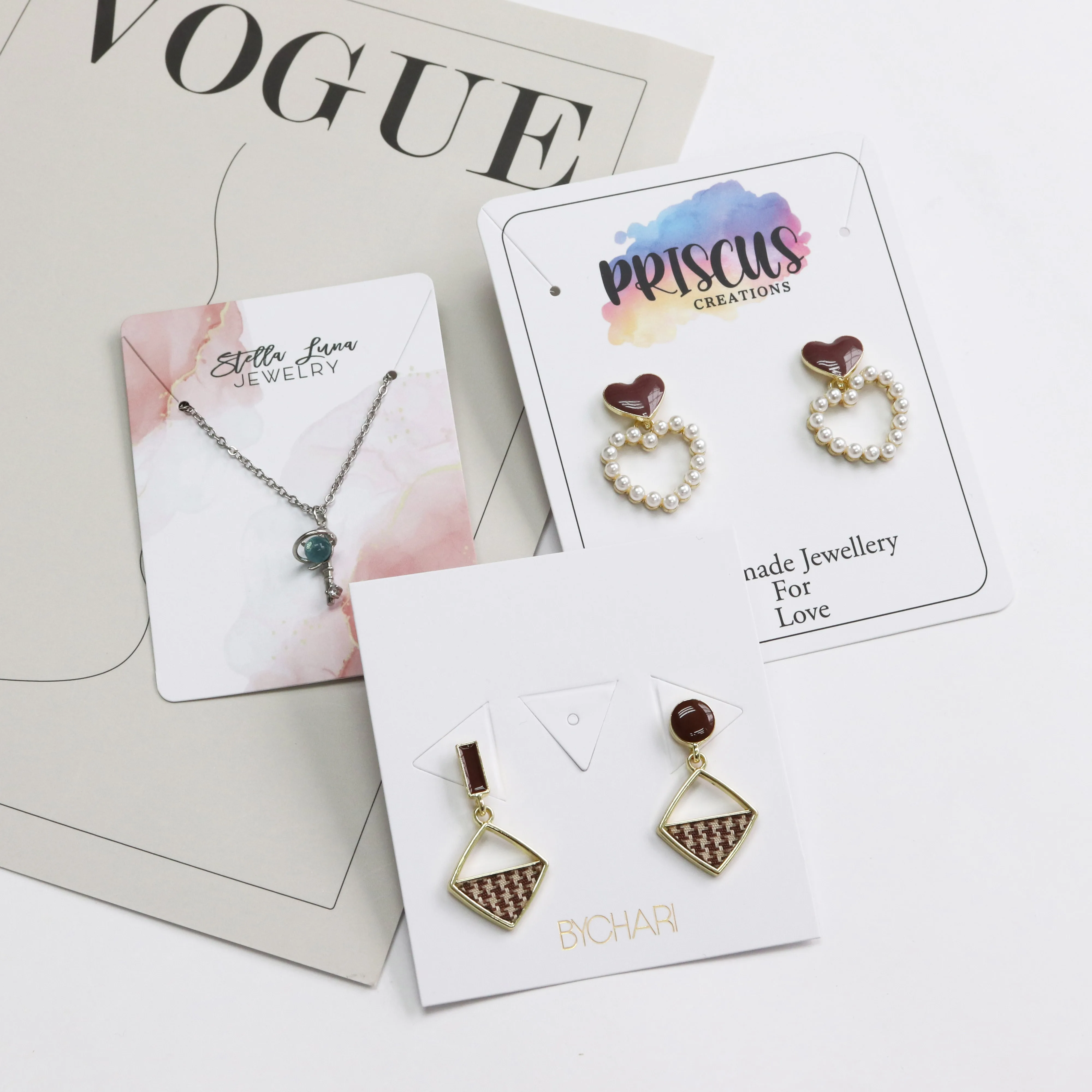 Eco Friendly Custom Die Cut Earring Cards Private Label Holder Backing