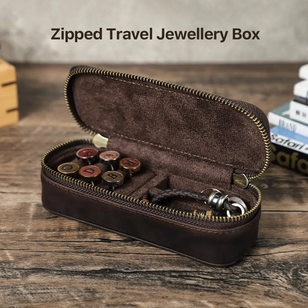 Leather Jewelry Travel Storage Case Box for Men CF1169