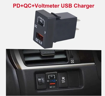 Caricatore Auto 36W Con 2 Porte USB QC3.0 E Display Tensione Per Toyota E