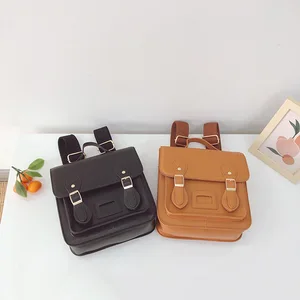 British Style Pu School Bag Children Retro Design Student Kids Backpack Wholesale Fashionable College Bags for Boys and Girls