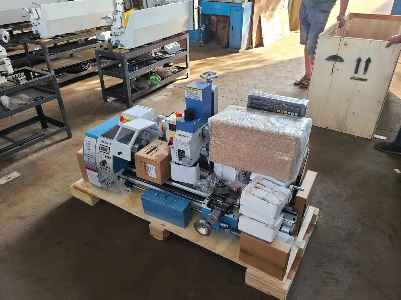 JY290VF Combination Lathe Universal Turning Cutting Drilling Milling Manual Mini Lathe Combo Lathe