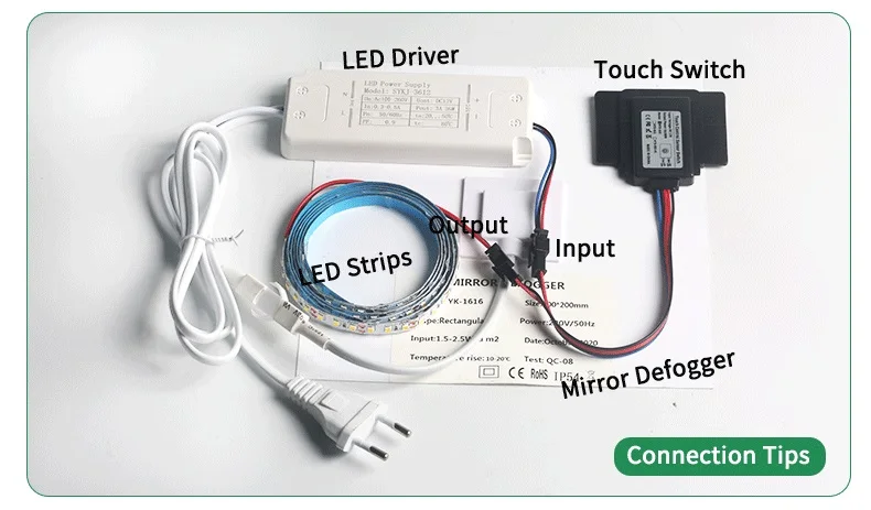 12V LED Strip Light Controller on OFF Dimmer Touch Button Wall Switches Smart Mirror Touch Sensor for Bathroom Vanities Mirror