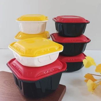 Disposable Rectangular PP Plastic Food Container with Lid Eco-Friendly Heatable for Supermarket and Restaurant Storage