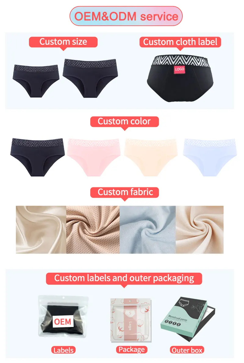 Private Label Girls Seamless Period Panties For Teenage Period Panties