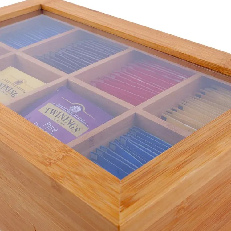Лидер продаж, прочный многофункциональный настольный контейнер для хранения мелочей, бамбуковые коробки для чая