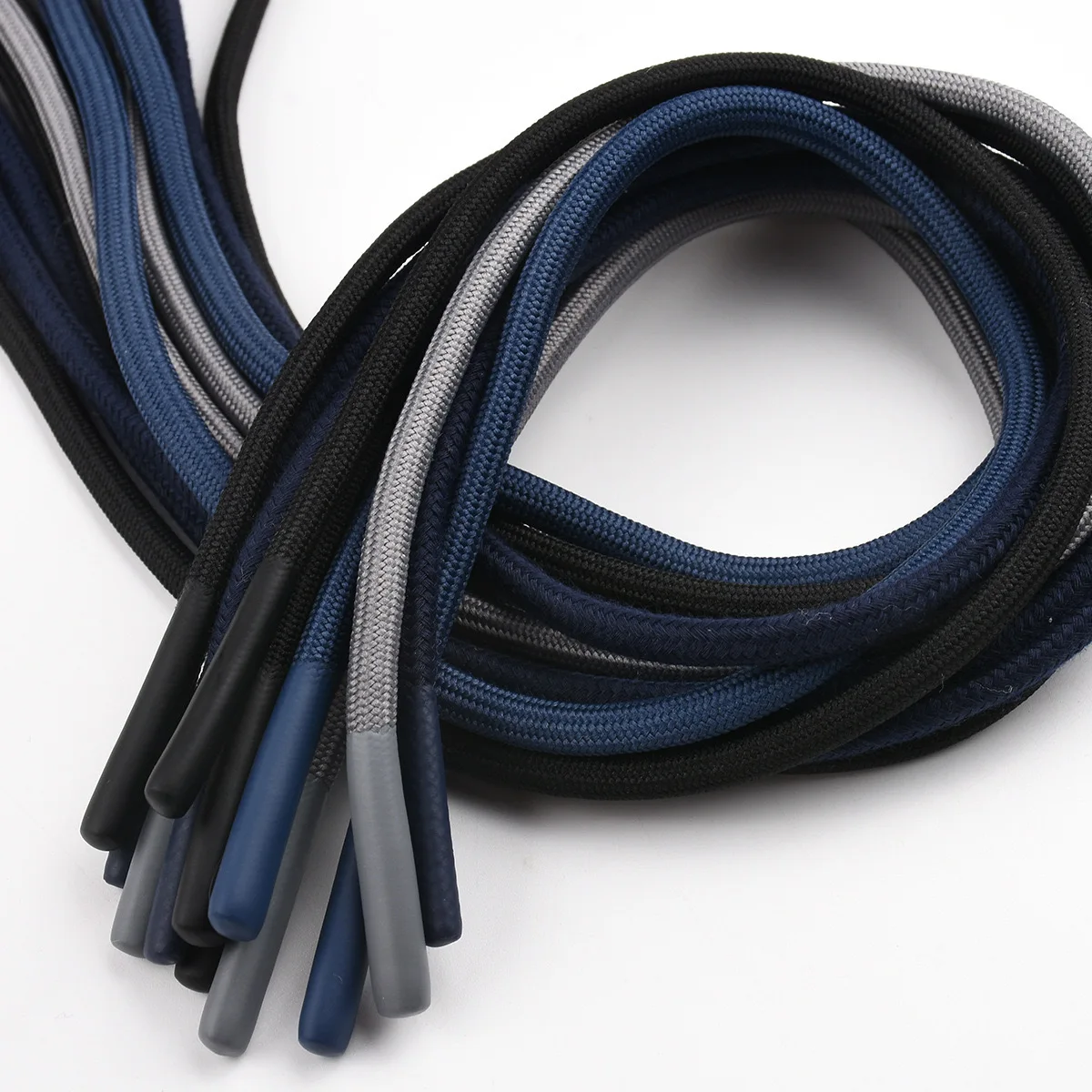 Custom Color Polyester Round Filament Drawstring Rope Coated with Plastic Bullet Tips for Garments Customized Logo