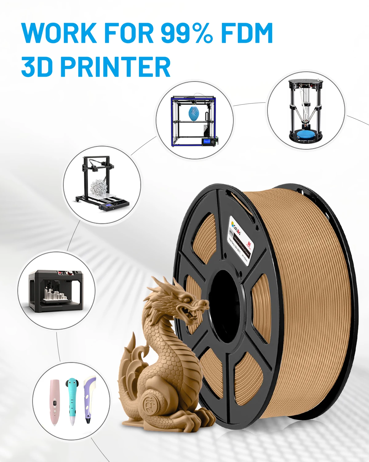 CoLiDo Überseelager Direktversand PETG-Filament für 3D-Drucker, hochfest, 1,75 mm, transparent, braun_voghion.com