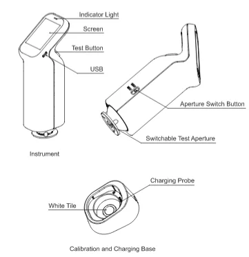 NADE portable Spectral Colorimeter CS-412 with Test Aperture Dia 8mm and 4mm