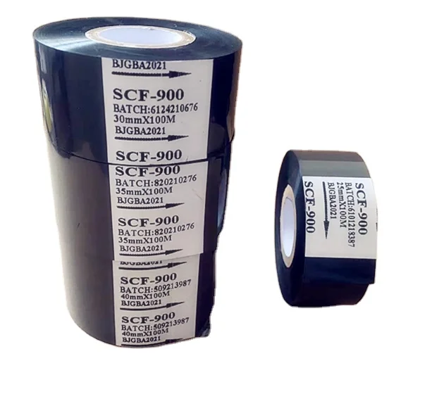 SCF900 30mm*100m PET Date Coding Ribbon High-quality Black Batch Number HP241B HP501 DY-8 Vertical Packaging Machine Ink Ribbon 4