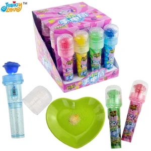 Funny Lighting Flashlight Toy Hard Lollipop Candy With Popping Candy