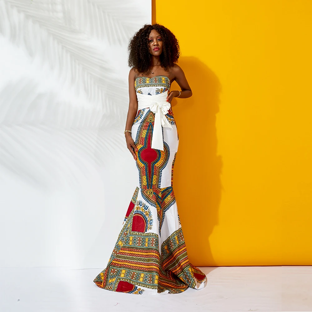 SHENBOLEN African Print Dress - Dashiki Sleeveless Mini Dress For Parties, Weddings, Casual Wear