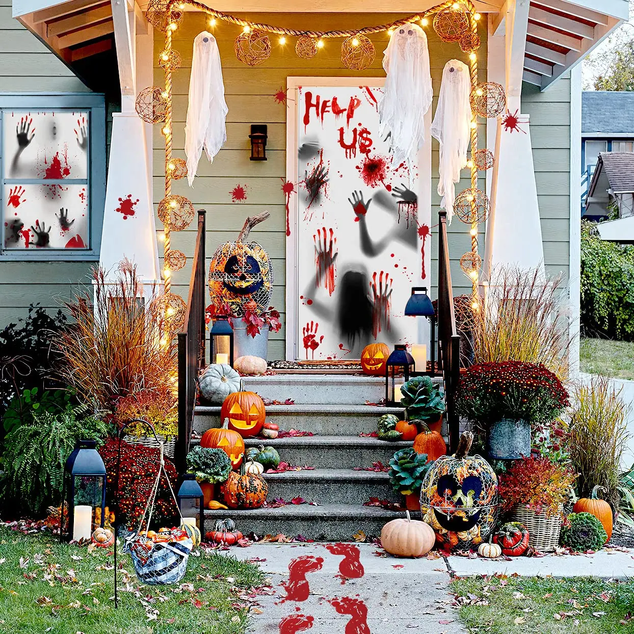 Haunted House Decoration Window Door Cover Zombie Hands Plastic Cover