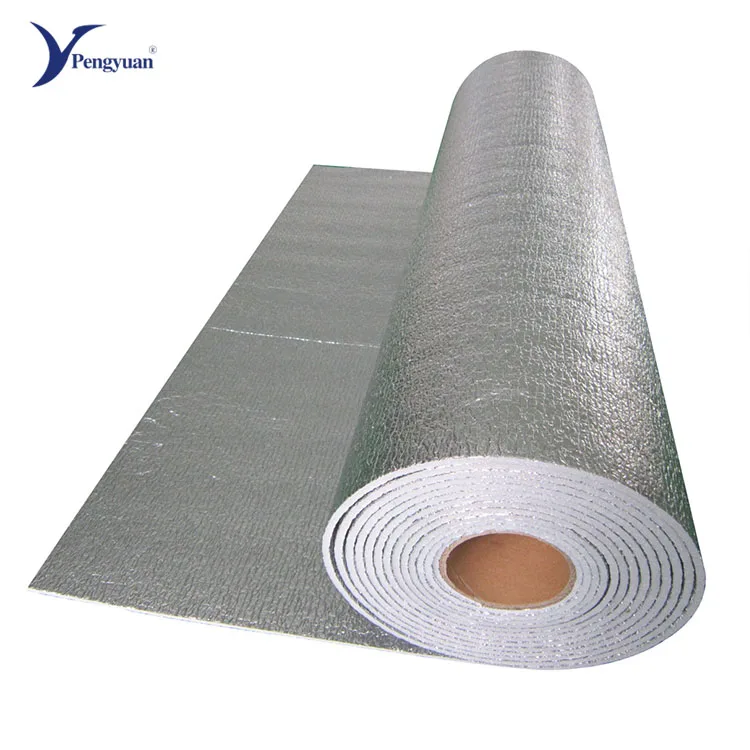 PengYuan OEM Reflective Foam Warehouse Insulation Exposed Closed Cell Aluminum Foil Facing Roll Pe Foam Thermal Insulation
