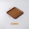 Walnut wood color, square shape, 20*20*1.5 cm.