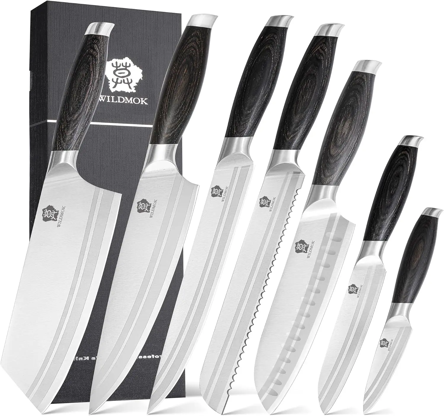 WILDMOK 7-teiliges Kochmesserset, hochwertiges Küchenmesserset aus Edelstahl_voghion.com