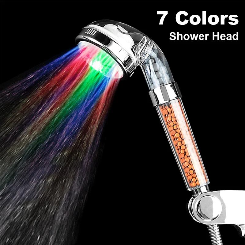 Colorful Shower Head Home Bathroom 7 LED Colors Changing Water Glow Light 