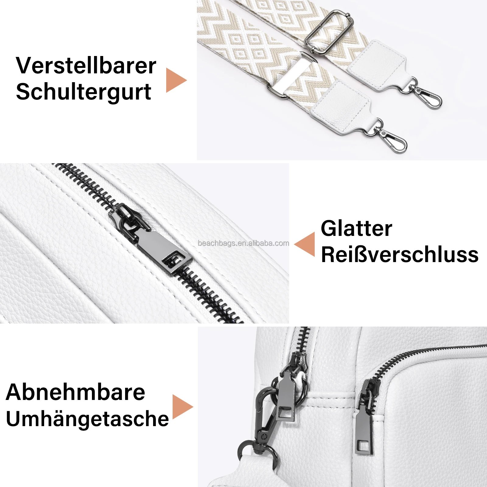 Custom Trending Smooth Zipper UV Leather Sac Main Femme Women's BagsRemovable Shoulder Strap Crossbody Cartera De Mujer Handbags