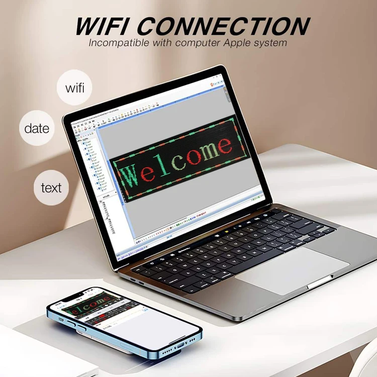 Wifi Programmable Mobile Scrolling Sign Display Battery Powered Remote Control Led Store Message Board