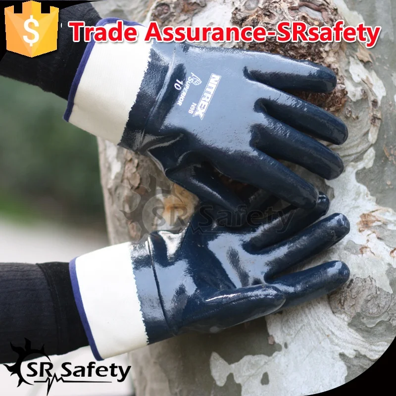 Srsafety Jersey Custom Nitrile Gloves Cleaning Oil And Gas Glove Heavy