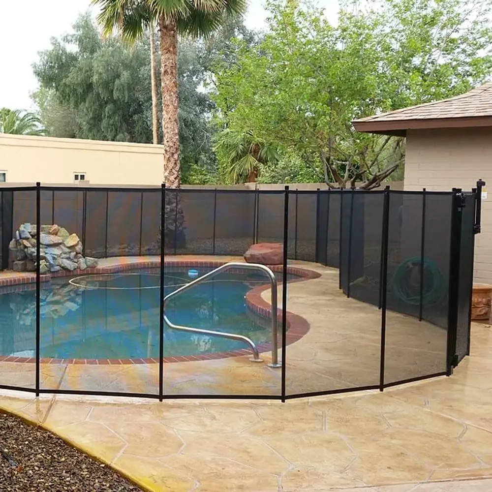 4FT Child Safety Barrier Removable Mesh Pool Fence with Aluminum Poles for Swimming Pools and Decks-PE Material manufacture