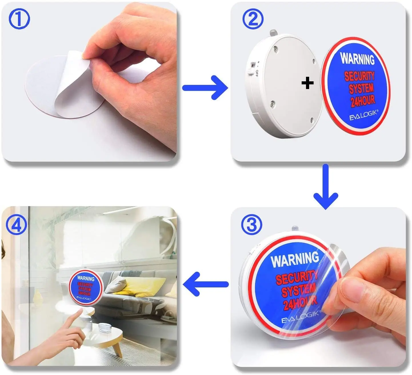 NST003 Portable 120dB Alarm Vibration Detector ABS Security Sensor for Window Glass Break Compatible Virtually Any Window Glass