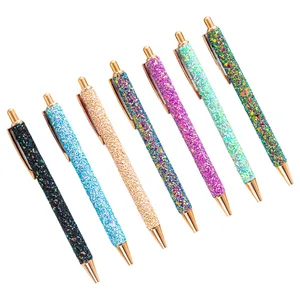 P5025 Custom Ballpoint Pen Custom Logo 1.0mm Metal Coarse Gold Powder  School Office Advertising Gift Use Custom Ball Pen