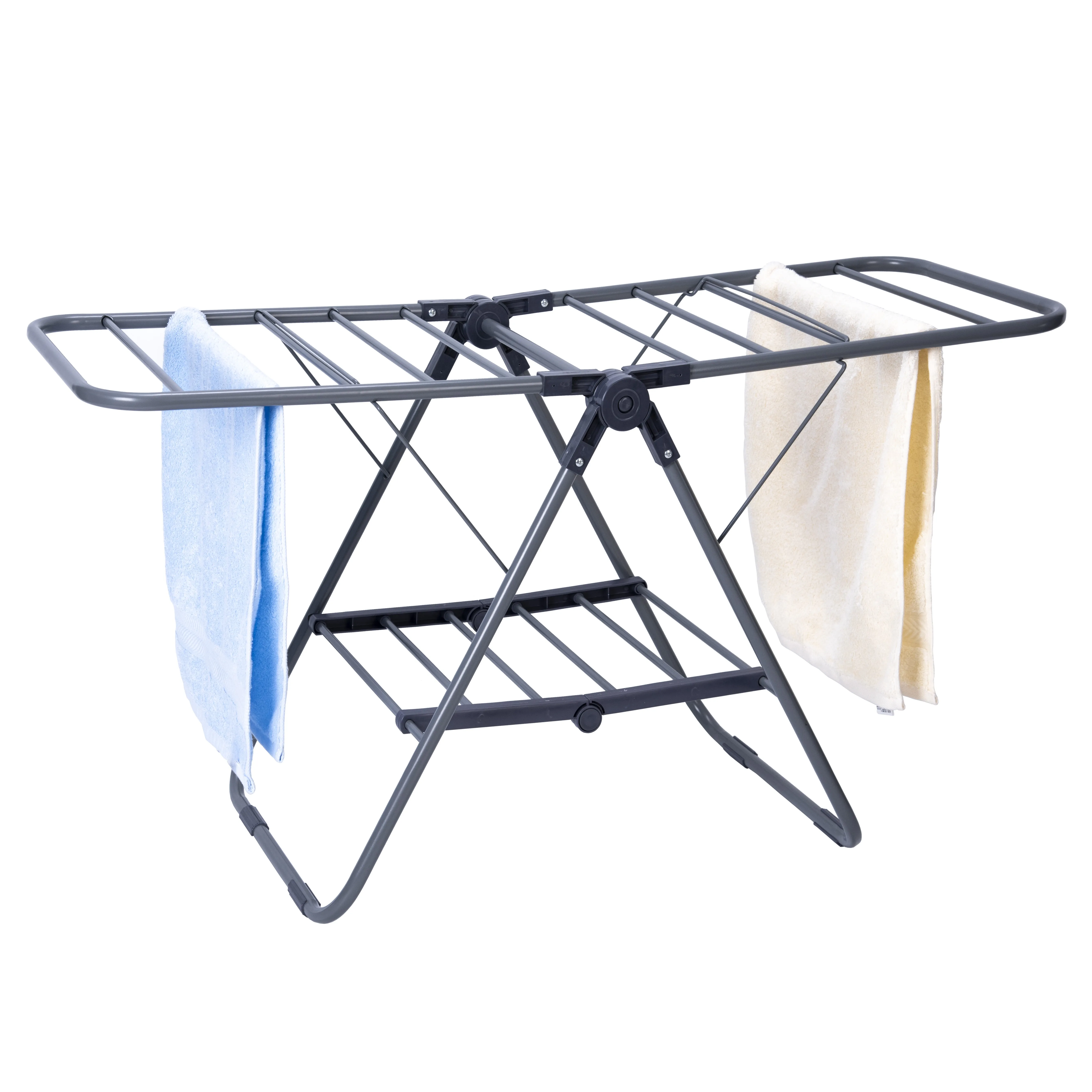 2 Tier Iron Steel Material Clothes Drying Rack With Shelves Laundry