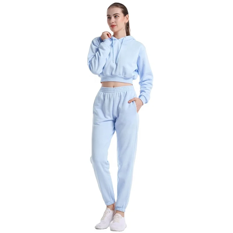 Best Selling Ready to Ship Plus Size Fleece Crop Top Jogger Sets