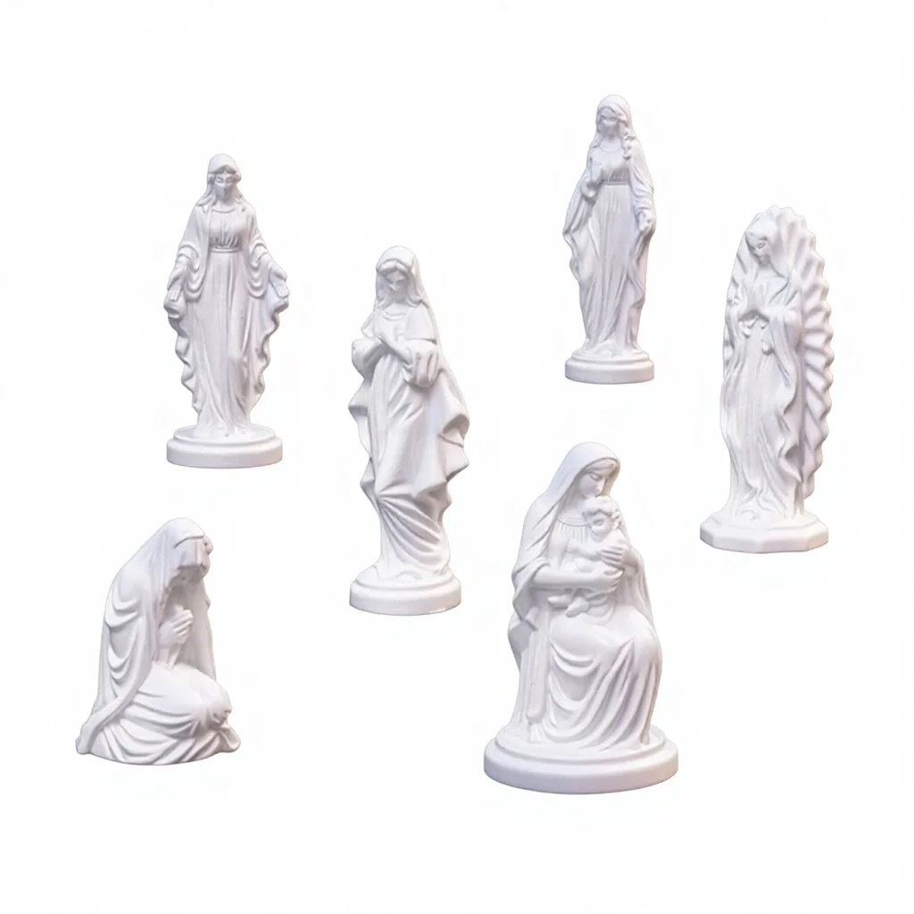 3D Realistic White Virgin Mary Statue Praying Sculpture Christmas fairy Figurine Miniature Garden Baby Angel Figurines Wholesale