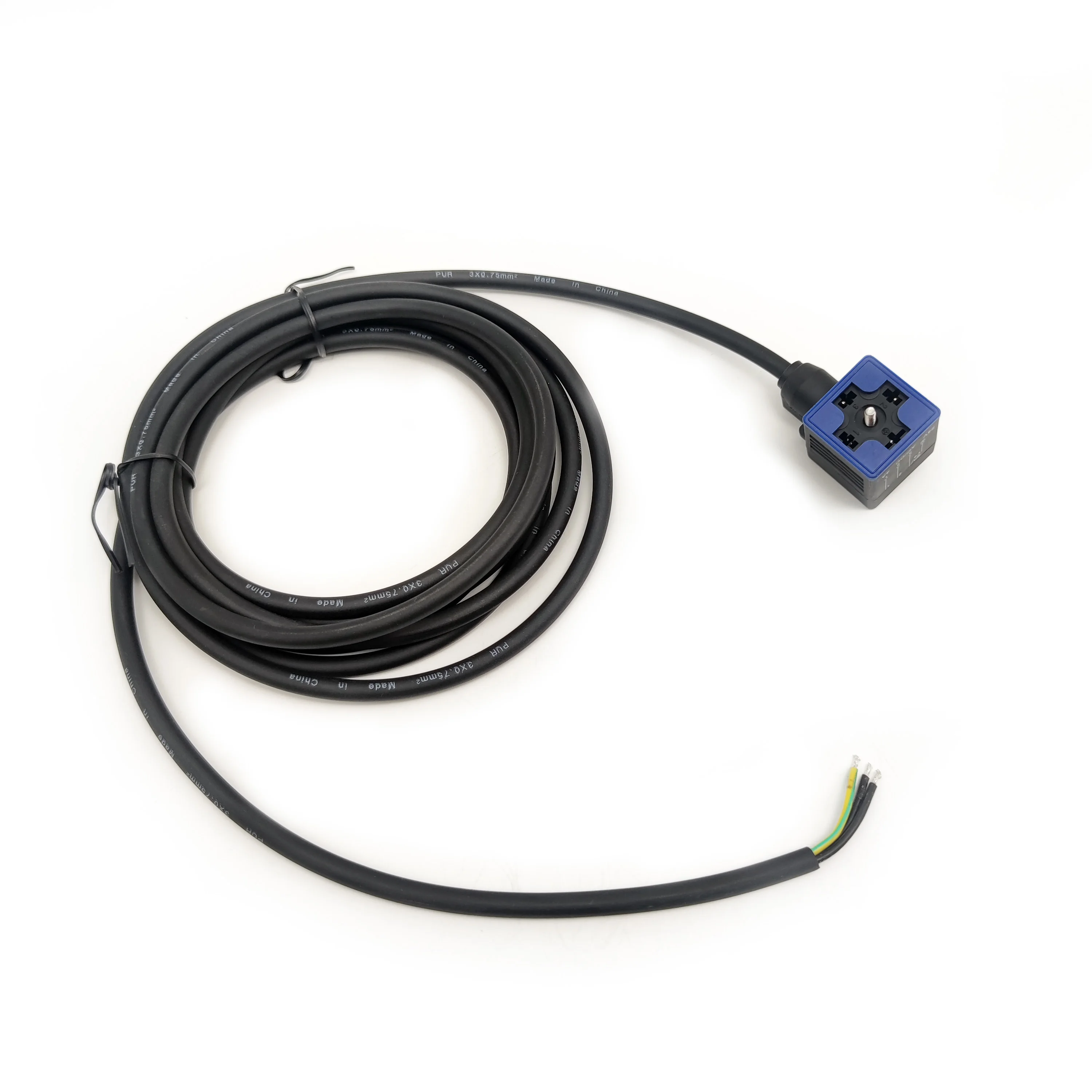 Precast Waterproof Ip67 Automatic 24v Dc 3+pe Solenoid Valve Plug 3 Meter Pur Cable Connector
