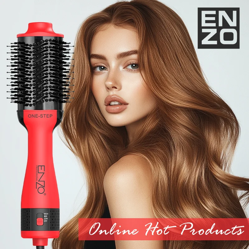 ENZO EN-4115A 3 in 1 Hair Dryer Brush Set - Curling, Straightening