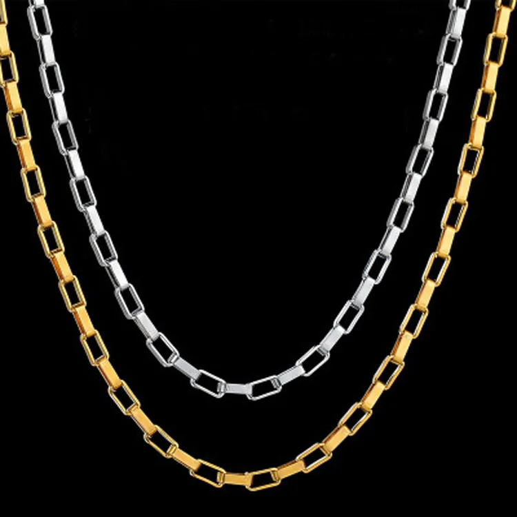 1.5mm 2mm 2.5mm 3mm Wide Silver/gold Jewelry Meter stainless steel necklace Long Box chain for jewelry making