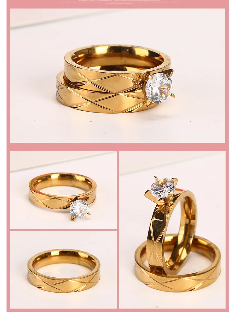 Professional Supplier Couple 18k Gold Gold Plated Stainless Steel Ring ...