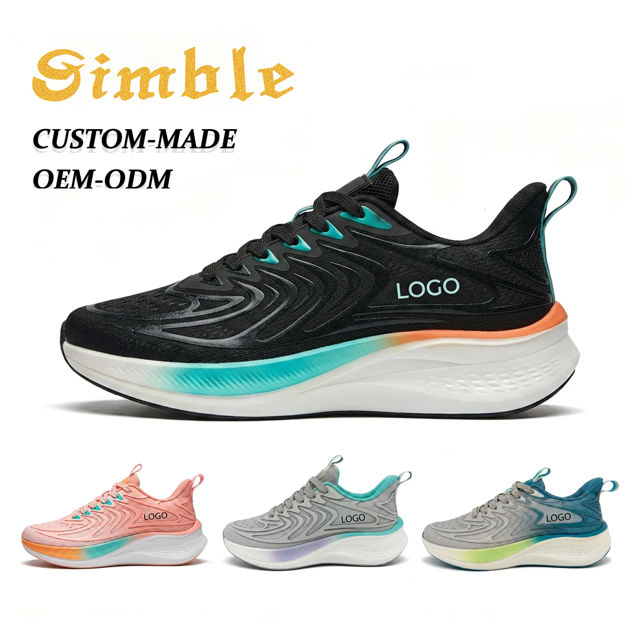 Lightweight Breathable Mesh Shock Absorbing Soft Sole Lace up for Jogging Gym Outdoor Sports Men's Running Sneakers
