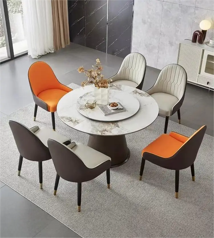 Round to Oval Multifunction Dining Table Modern Style