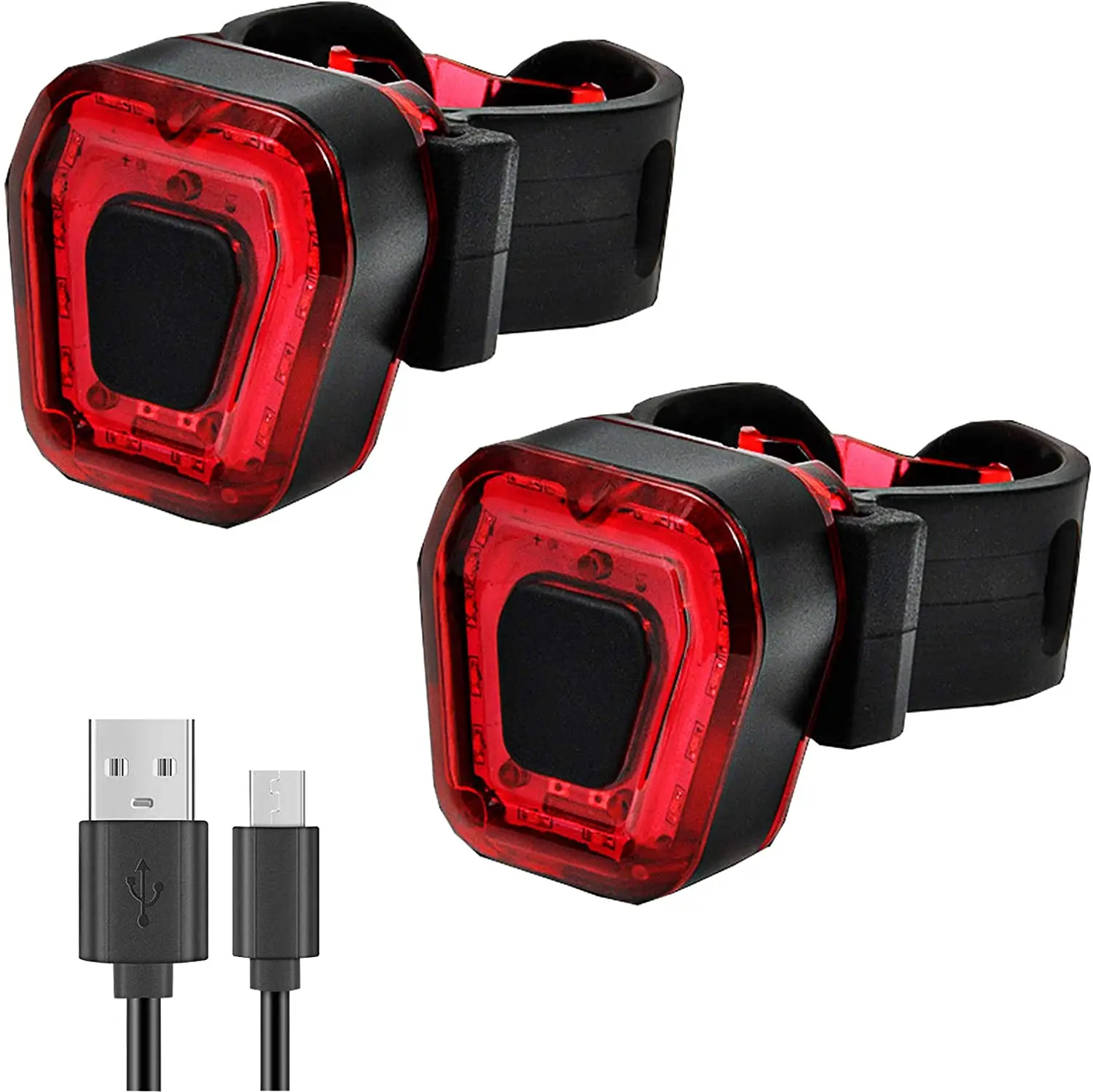 Waterproof Backpacks Road Bicycle HEDELE USB Rechargeable Bike Tail Light 2 Pack,Red High Intensity Led Accessories Fits On Any Bike or Helmet,5 Light Mode Fits All Mountain Bikes 