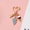 Grey metal cat keychain A032