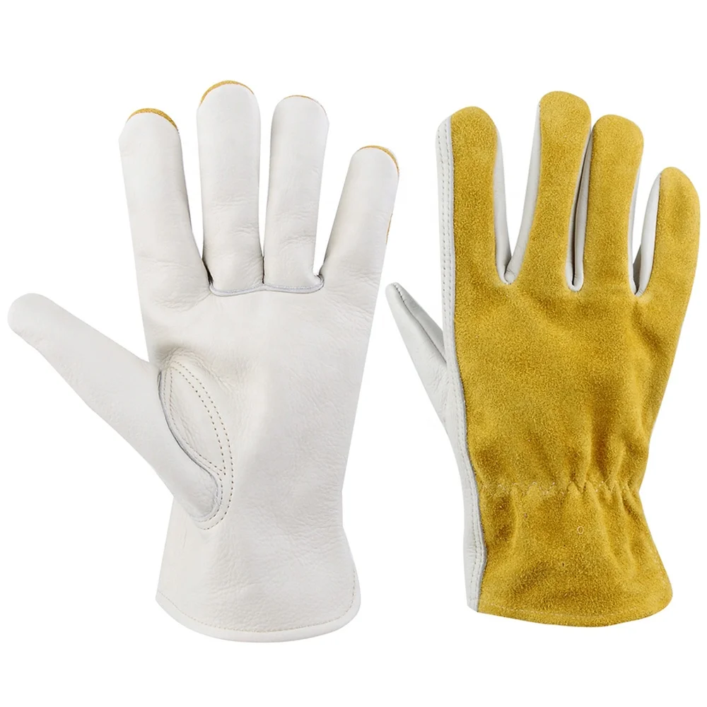 Cow Leather Driver Gloves Leather Garden Work Gloves With Keystone Thumb