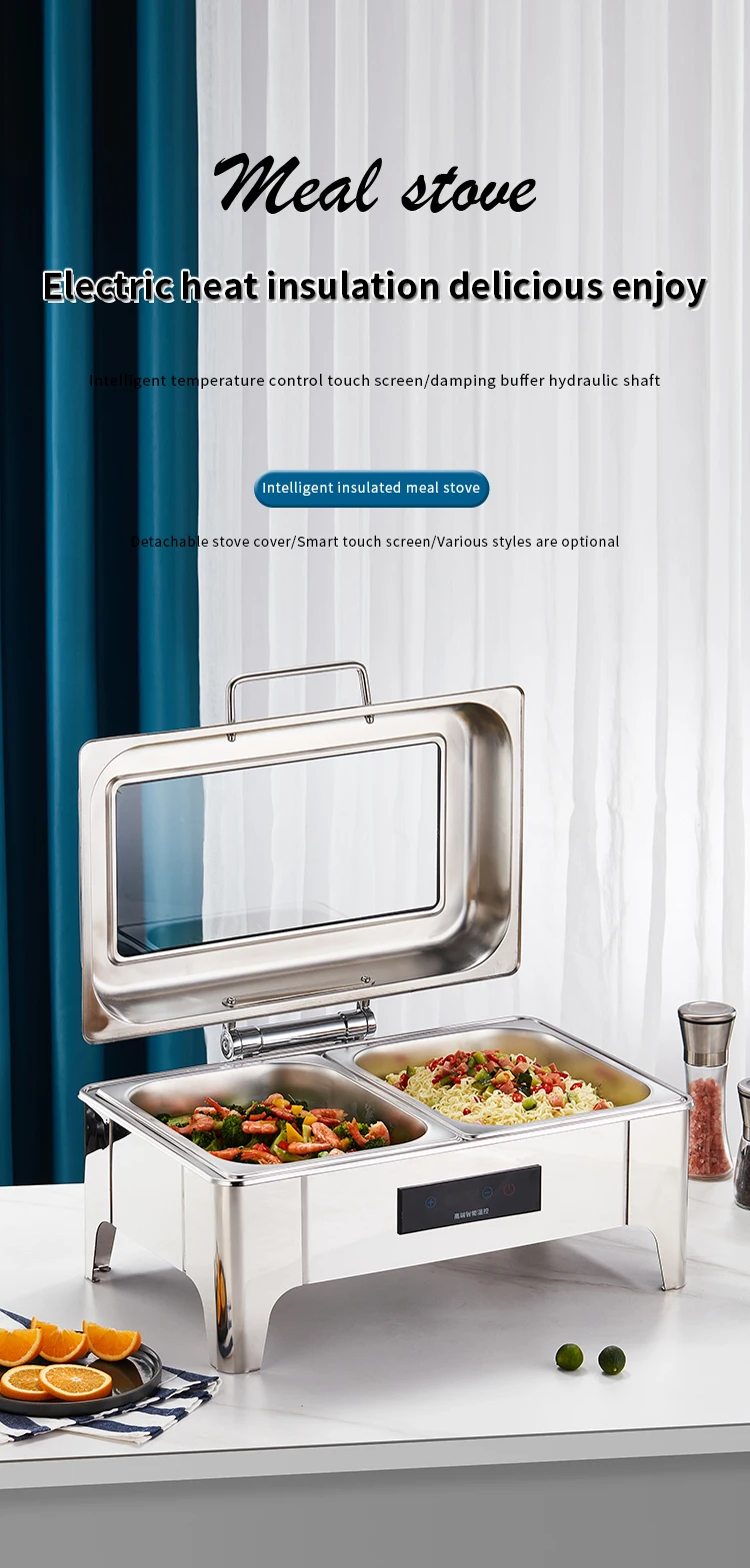 Chinese Food Warmer Chafing Dishes Stainless Steel Buffet Stove Food