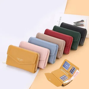 Women's Mini Slim Leather Wallet Fashion Coin Purse with Zipper Closure Long Credit Card Case and Card Holder Wholesale