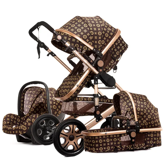 Wholesale Luxury high landscape baby carrier/high view golden tube baby pram/big  space 3 in 1 baby stroller for baby From m.